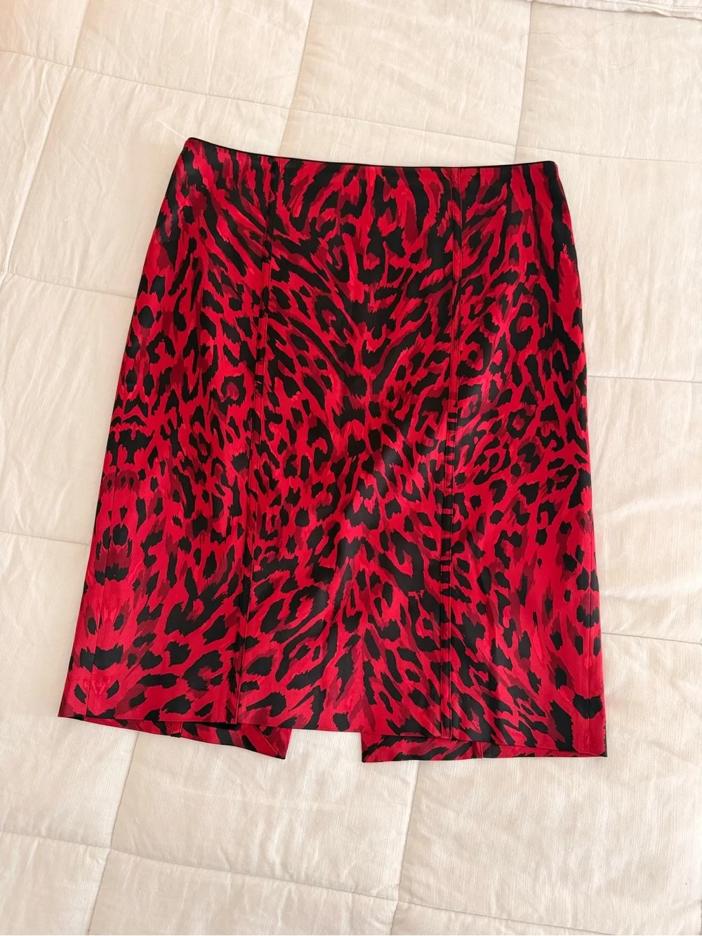 Red and Black Animal Print Pencil Skirt
